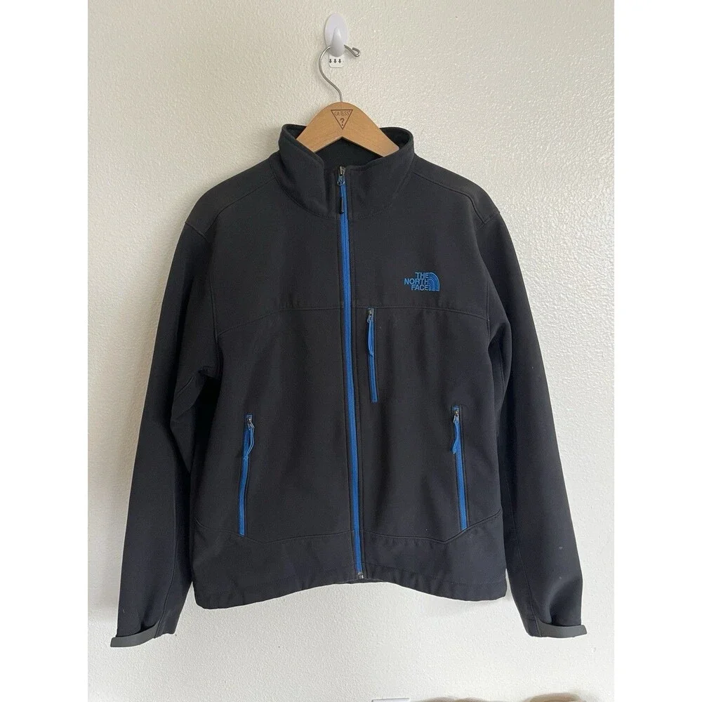 The North Face Apex Bionic Softshell Jacket Mens Medium Black Blue Full Zip